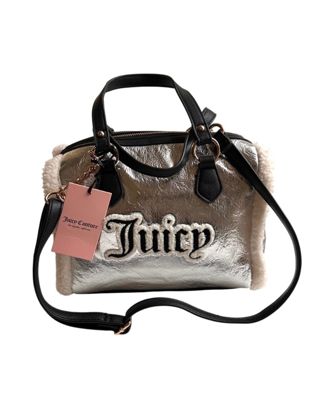 Juicy Couture Track Star Black Chain Gold Lettering Crossbody Bag